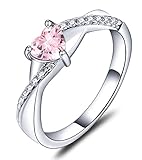 YL 925 Sterling Silver Engagement Rings Heart Cut 5MM Created Pink Tourmaline Infinity Ring for Women-size7