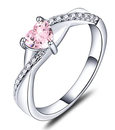 YL 925 Sterling Silver Engagement Rings 5MM Heart Cut Birthstone Infinity Ring for Women-size5