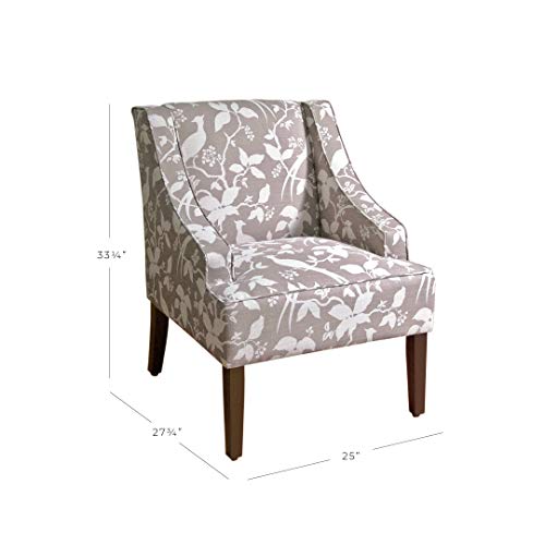 Homepop Velvet Swoop Arm Living-Room-Chairs, Grey Floral Tree Pattern #TOP2