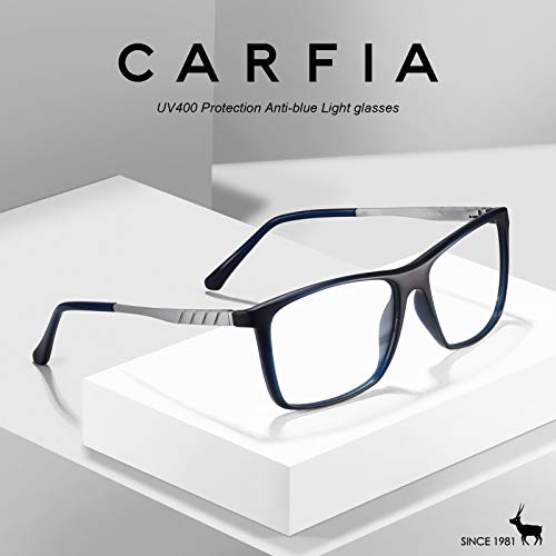 Image of CARFIA Mens Blue Light Glasses Anti Blue Ray Lightweight Rectangular Computer Reading Gaming TV Phones Glasses CA6207