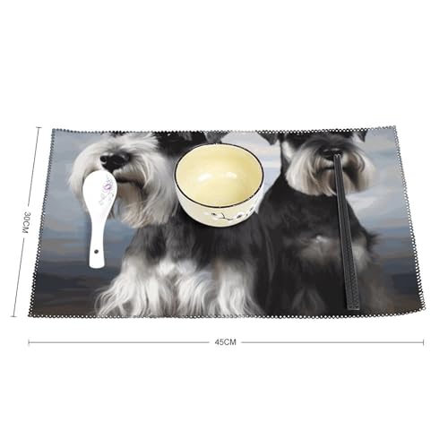 Set de table schnauzer en toile résistant à la chaleur lot de 6