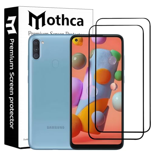 Image of Mothca Military-Grade Tempered Glass Screen Protector Compatible for Samsung Galaxy M11 / A11 with Edge to Edge Coverage - Case Friendly, Anti-Scratch & Bubble-Free Installation Kit (Pack of 2)