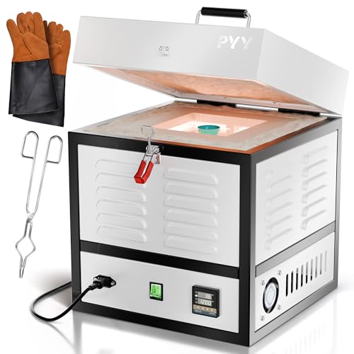 PYY Electric Pottery Kiln - Melter Furnace Oven Pottery Kilns for Home Hi-Temp 2200/1200 Melting Furnace with Vent Hole Clay Pottery Ceramic DIY Wax Casting Glass Jewelry Making 1500W