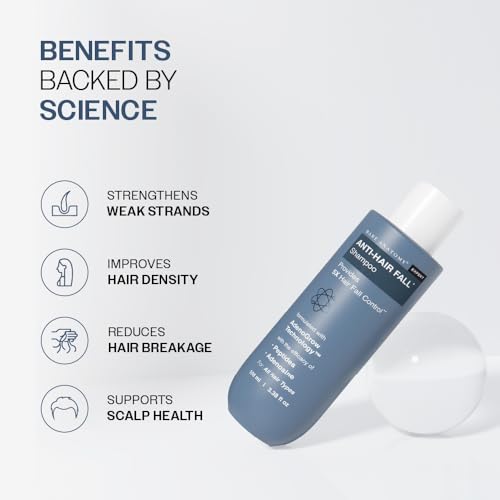 Image of Bare Anatomy Anti-Hair Fall Shampoo | Provides 5x Hair Fall Control | pH 4.6 | Adenosine & Peptides | Strengthens Weak Roots & Reduces Breakage | Sulphate & Paraben Free | Unisex | 100ml