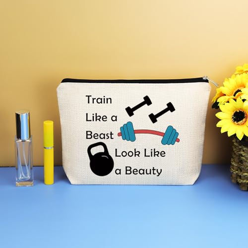 Fitness Gift for Women Makeup Bag Fitness Lovers Instructor Gifts Cosmetic Bag Inspirational Gifts for Friend Gym Trainer Appreciation Gift Dumbbell Bodybuilding Gym Workout Present Makeup Pouch - Image 6