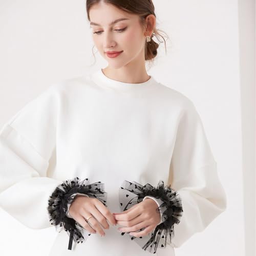 AUOCATTAIL Cuffs Lace Mesh Sleeves Fake Flared Gloves Bowknot Tulle Cuffs Charm Wedding Party Accessories Decoration2