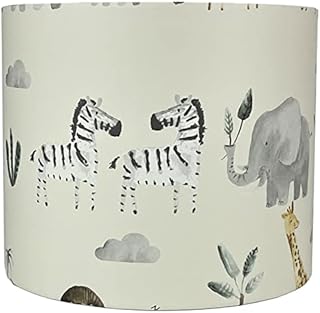 Kids Safari Animal Lampshade Ceiling Light Shade for Jungle Elephant Zebra Giraffe Theme Print Nursery Bedroom Table Lamp Accessories Decor