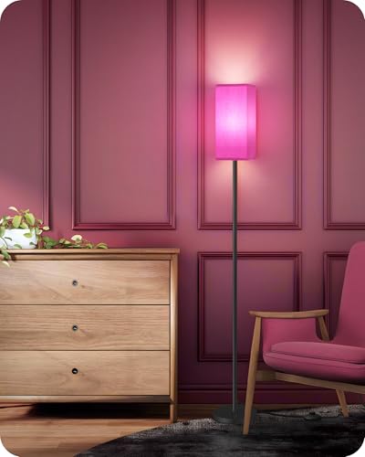 Image of Floor Lamp, Pole Lamp with Foot Switch, Modern Standing Lampshade, Minimalist Freestanding Lamp (Bulb Not Included), for Living Room, Bedroom ETL Listed, Pink Purple and Black Z07LD05