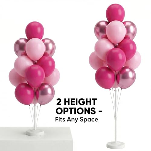 Image of Pink Balloon Column Kit Floor Set of 2-Balloon Tower Stand Sticks with Water Base&Pole,Balloon Pillar Backdrop For Baby Shower Graduation Retirement Engagement Tea Casino Party Decor