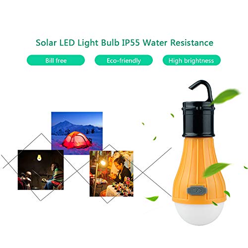 Leeofty DC5V 2.5W 3 LED Energia Solar Power Bulb Bulb com Painel Solar Forte Brilhante/Fraco Brilhan