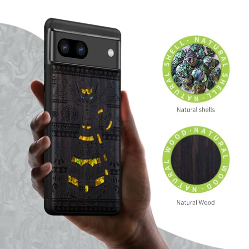 Étui compatible avec Google Pixel 8a gravure bois sombre unique - 2