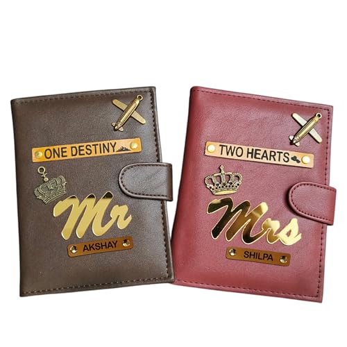 Image of Synthetic Leather Unisex Lightweight Magnetic Closure Passport Covers (Brown and Mahroon)