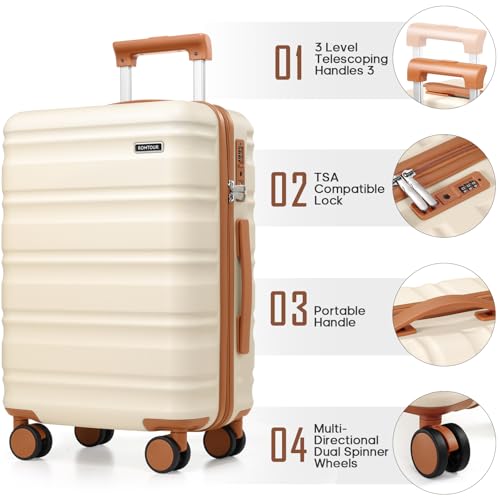 Suitcase Set PC Hard Shell, 20/24/28 IN Expandable Carry On Luggage with TSA Lock Spinner Wheels Extension Handle, Luggage Set 6 Piece - Image 4