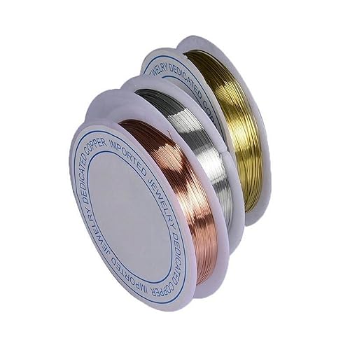 Kenhihi 3-roll, Copper Wire, Beaded Wire for Jewelry Production, Jewelry line, Jewelry Production line, Beaded Wire, Craft line, Jewelry Production line, Bendable Curve (20 Gauge)
