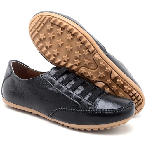 Sapato Mocassim Mocatenis Feminino Em Couro Legítimo (Preto, BR, Adulto, Numérico, 36)