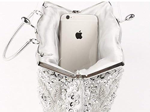 EROUGE Beaded Sequin Design Flower Evening Purse Large Clutch Bag - Image 6