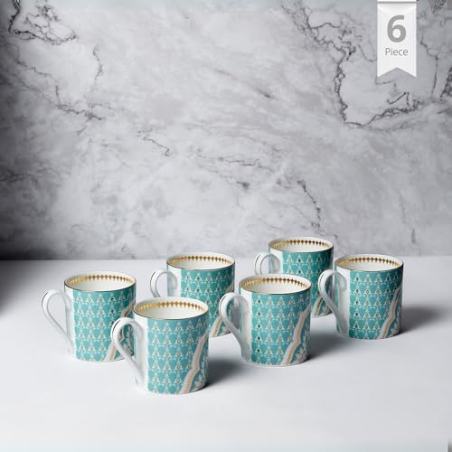 Image of India Circus Fine Bone China Coffee Mug Set of 6-220 Ml Each | Accented with 22 Carat Gold (6 Pcs)(LE12), Tea Cup Set of 6, Mugs for Coffee, Cups Set, Ideal for Gifting, Perfect for Home & Office