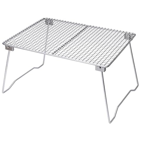Boundless Voyage Titanium Folding Net Grill with Removable Legs Campfire Grill Grate Portable Outdoor Camping Barbecue BBQ Cover