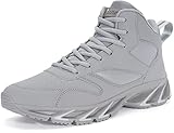 Joomra Mens Basketball Sneakers Mid Cut Walking Shoes Gym Winter Tennis Comfy High Top Teens Hitop Snikers Daily Jogging Shoes Zapatos de Hombre Grey Size 7.5