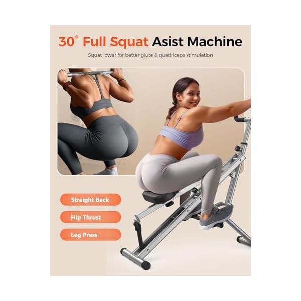   Sportsroyals-Pink-Squat-Machine-for-HomeRodeo-Core-Exercise-Machine330lbs-FoldableAdjustable-4-Resistance-BandsRide-Rowing-Machine-for-Botty-Glutes-Butt-ThighsAb-BackLeg-Press-Hip-Thrust