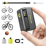 Acecow AT5Pro Mini Elektrische Fahrradpumpe, 120 PSI Akku Fahrradpumpe mit Presta und Schrader-Ventil, Auto-Stopp, Überhitzungsschutz für Rennrad, Mountainbike und E-Bike