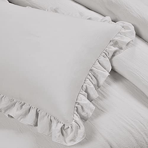 Image of Lush Decor Reyna Ruffle Daybed 6 Piece Set 68 inch W x 92 inch L, Light Gray - Gray Bedding Set - Daybed Comforter Set - Ruffled Bedding - Coquette Decor