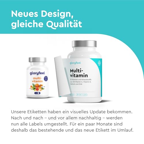 Multivitamin Hochdosiert - 450 Tabletten - Wertvolle Mineralien & alle A-Z Vitamine - 15 Monate Vorrat - Unterstützt das Immunsystem* - Laborgeprüft ohne Zusätze in Deutschland hergestellt