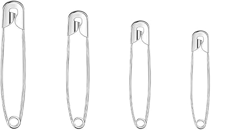 HAALII - 240 pcs Épingle a Nourrice,Pin de Sécurité en Métal Résistantes à La Rouille,Épingles Couture, épingles nourrice,Argent, 5 Tailles, 19mm 26mm 31mm 46mm 55mm
