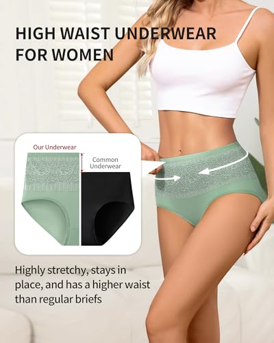 Cotton Underwear for Women High Waisted Stretch Briefs Ladies Full Coverage Postpartum Panties 4 Pack Multicolor L - image 3