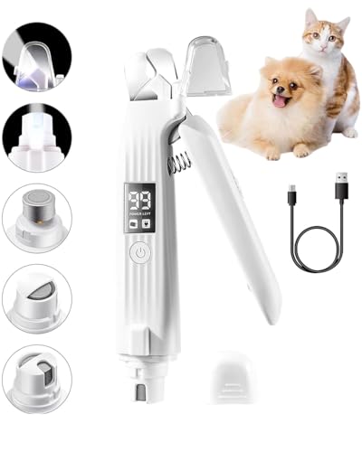 Image of 2-in-1 Dog Nail Trimmers & Dog Nail Grinder with 2 LED Lights, USB Rechargeable, Cat Nail Clipper with Splash Guard, and Multiple Grinding Methods for Small, Medium, and Large Dogs & Cats