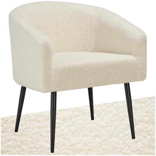 TecTake® Sillón Tapizado en Tejido Bouclé, Butaca de Salón Estilo Escandinavo, Sillón Lectura...