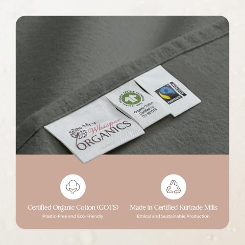 Image of Organic Flannel Pillowcases Set of 2 - Ultra Comfortable 100% GOTS Organic Cotton Pillow Cases Queen Size Set of 2 with Premium Smooth Brushed Finish and Envelope Closure (Gray, Queen)