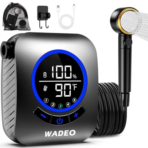 WADEO Portable Shower for Camping, 8000mAh Rechargeable Camping Shower Pump