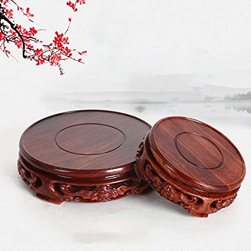 CGgJT Base per bonsai Base in legno di sequoia rotonda intagliata, base in legno per vaso da fiori teiera base base bonsai espositore alto 4,77 pollici (taglia : grande) - Image 7