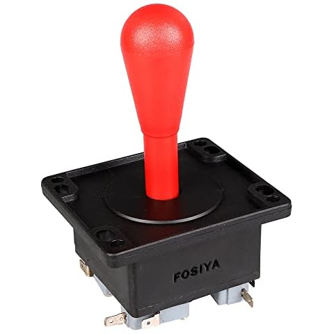 Fosiya American Style Arcade Competition 2Pin Bat Joystick Switchable From 8 Ways Operation, Elliptical Handle, Precision 8-Way 187" (4.8mm) terminal (Red) Cover