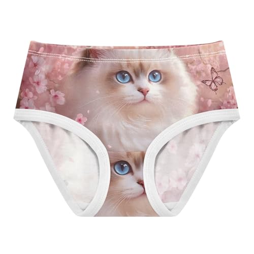 Cute Cat Pink Cherry Blooming Cute Panties Girl Girls Underwear Toddlers Cotton Cartoon Briefs Girls Undies 2t
