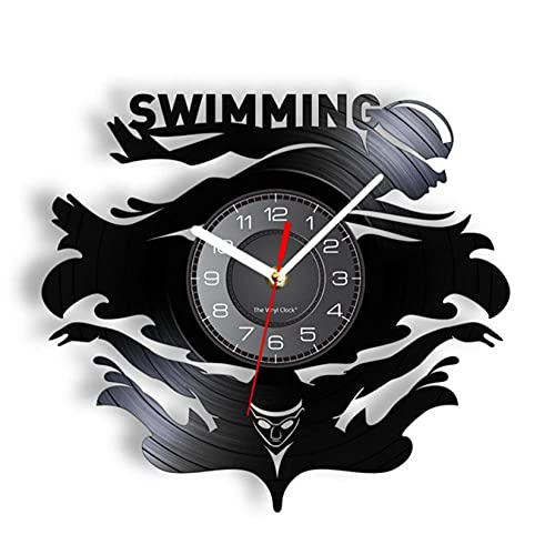 Horloge murale natation en disque vinyle de plongeur pour décoration maison - 4