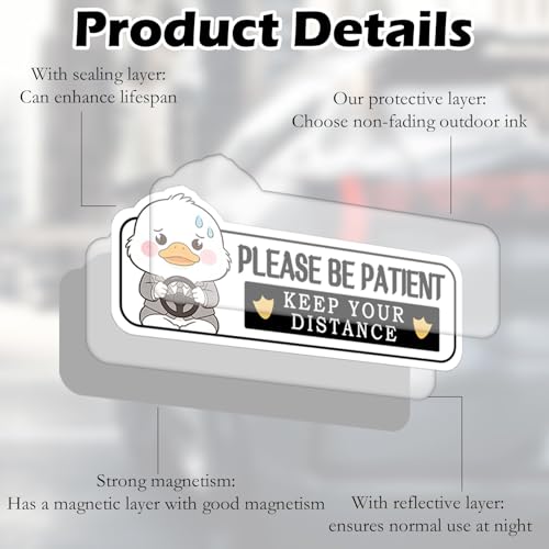 Image of 4Pcs Novice Driver Car Stickers, Beginner Magnet for Car Student Driver Sign, Lovely New Driver Sticker for Keeping a Safe Distance on the Road Supplies