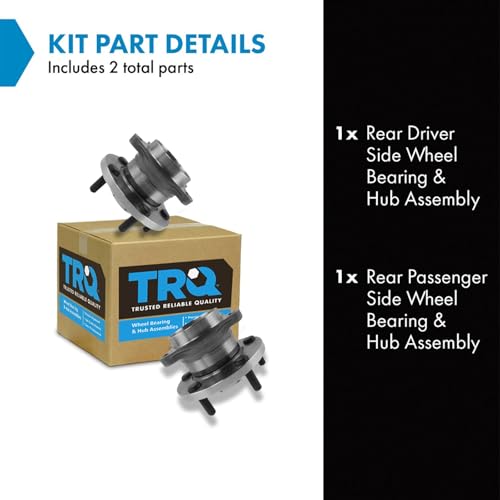 Image of TRQ Rear Left and Right Wheel Bearing and Hub Assembly Set 2 Piece Compatible with 2007-2015 Mazda CX-9 All Wheel Drive