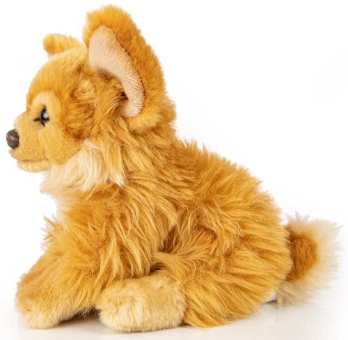 Uni-Toys - Chihuahua braun, mit Prinzessinentasche - 18 cm (Länge) - Plüsch-Hund - Plüschtier, Kuscheltier