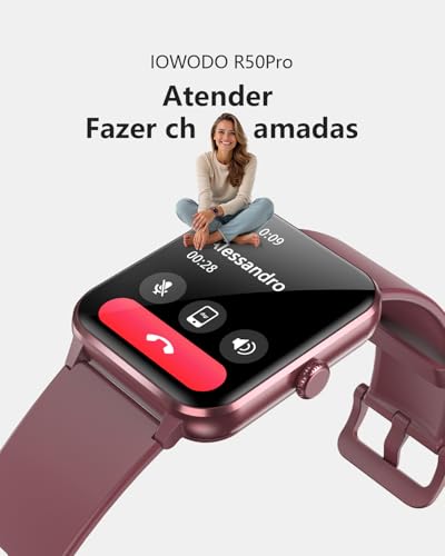 Smartwatch,Relógio Inteligente para Homens e Mulheres, 1.85“ Tela HD Touch, 100+ Modos Esportivos, Chamadas Bluetooth,Assistente de Voz, Compatível com iOS/Android,Inclui 2 Pulseiras,Clarete - Imagem 3