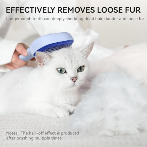 Image of aumuca Skin Friendly Self-Cleaning Slicker Brush for Dogs & Cats, Gentle Pet Grooming Tool for Shedding & Deshedding, Efficient Hair Remover for Long & Short Haired Pets