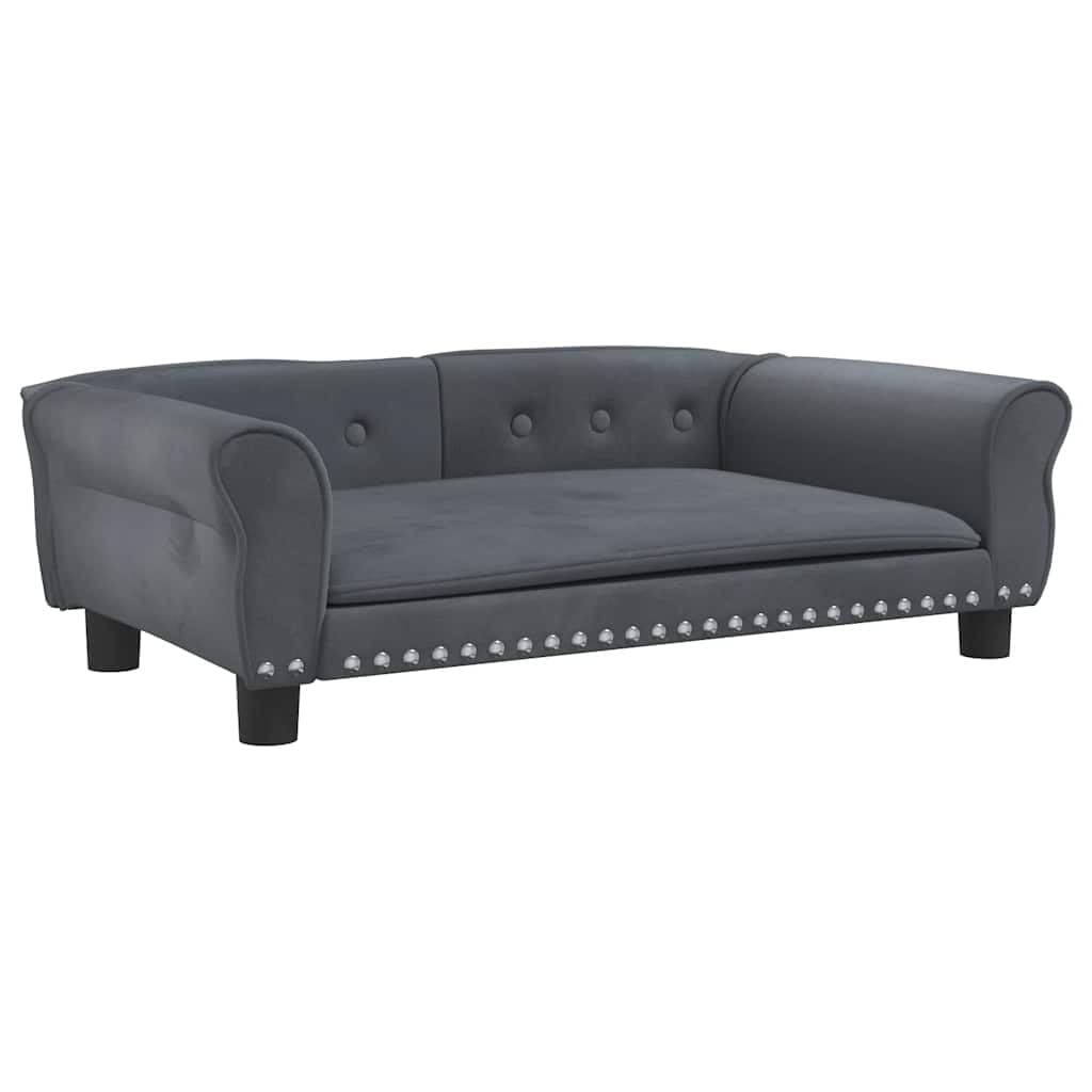 vidaXL Cama para Perros de Terciopelo Gris Oscuro 95x55x30 cm, sofá para Perros, Cama para Cachorros, Asiento para Perros, sofá para Mascota