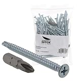 ferreteria brocas diamante Tornillos de montaje rápido (100 unidades, 4,0 x 50 mm, cabeza avellanada con ranura en cruz, punta de perforación autorroscante, galvanizados, incluye broca en cruz a juego)