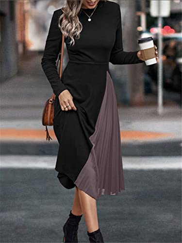 Robe de soirée plissée manches longues pour affiner la silhouette - 5
