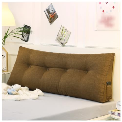 Cojín De Respaldo, Almohada De Lectura para Cama, Almohada Doble para Cabecera, Cojín Grande, Cojín Triangular con Forma De Cuña para Cabecera De Dormitorio y Sofá,Marrón,90x50x20cm