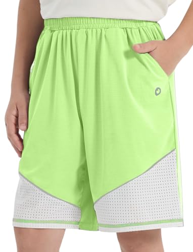 PATPAT Kids Quick-Dry T-Shirt & Shorts Set, 2-Piece Instant-Cooling UPF 100+ Activewear Outfit for Boys Girls, Breathable Athletic Sportswear, Flash Green, Size US10/M4