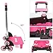 Backpack Trolley - Wheeled Trolley Hand Aluminium Alloy Non-folding Trolley Cart for Backpack (Pink, 6 Wheels)