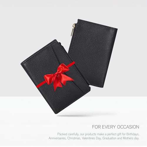 Image of Oak Leathers Leather Wallet For Women - Small RFID Coin Purse Credit Card & ID Holder for Ladies, Gift for Women's, Bifold Wallets (Nappa Black)