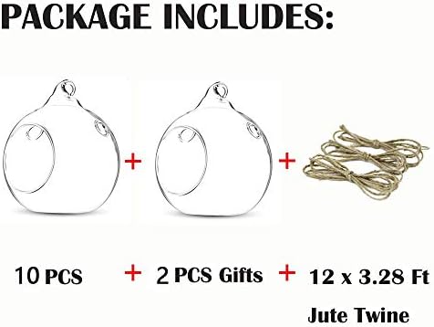 NUPTIO 12 Pcs 8cm Dia Hanging Glass Globe Tea Light Candle Holders Home Wedding Party Halloween Centerpieces Decor Indoor & Outdoor Tealight Candleholders, Christmas Candle Holder Decorations